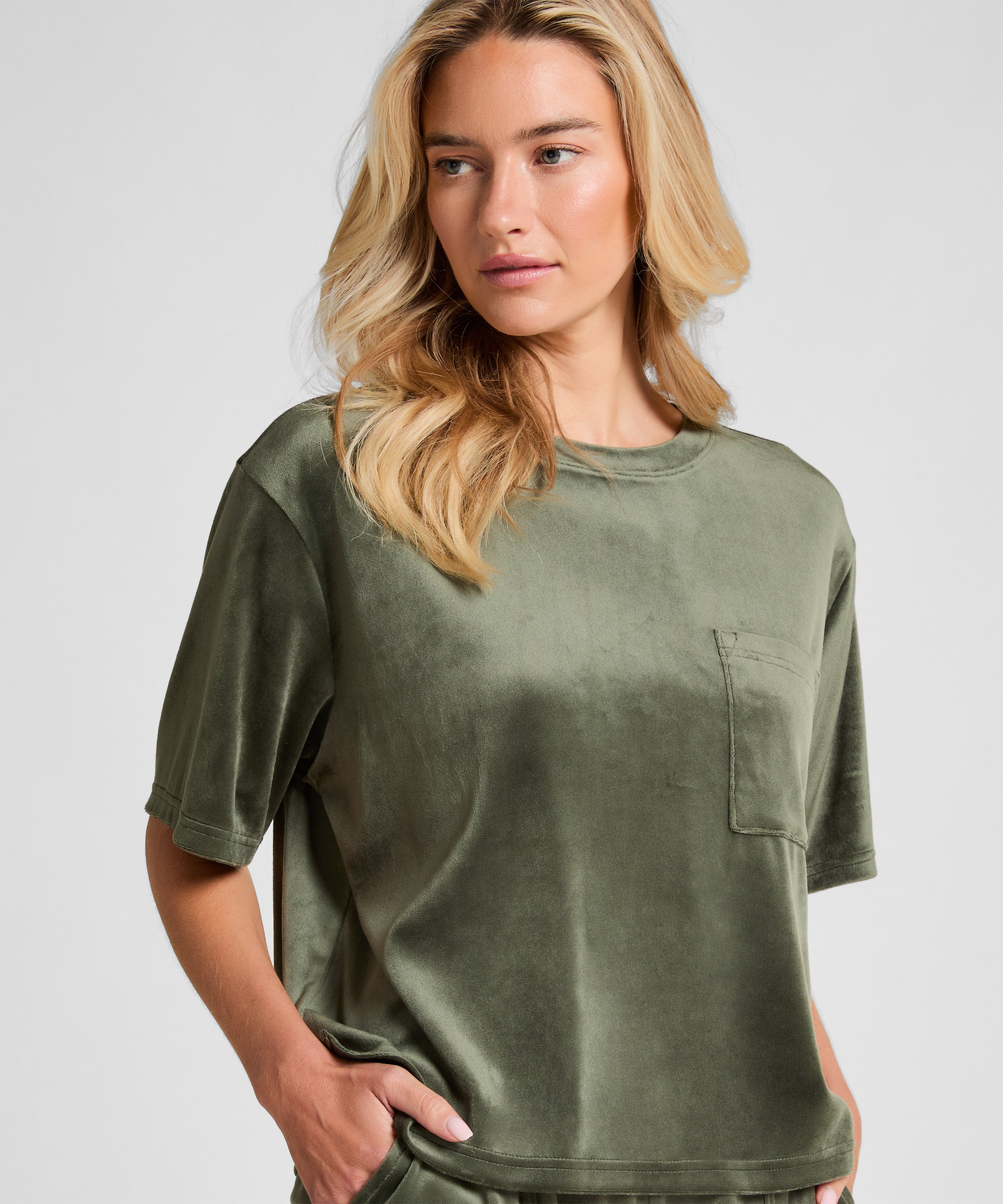 Top Velours Pocket, Groen, main