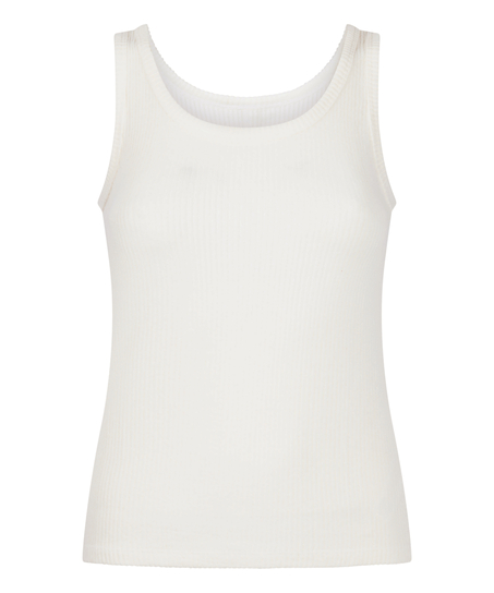 Geribde singlet van geborstelde jersey, Wit