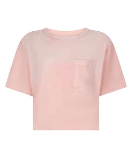 Top Velours Pocket, Roze