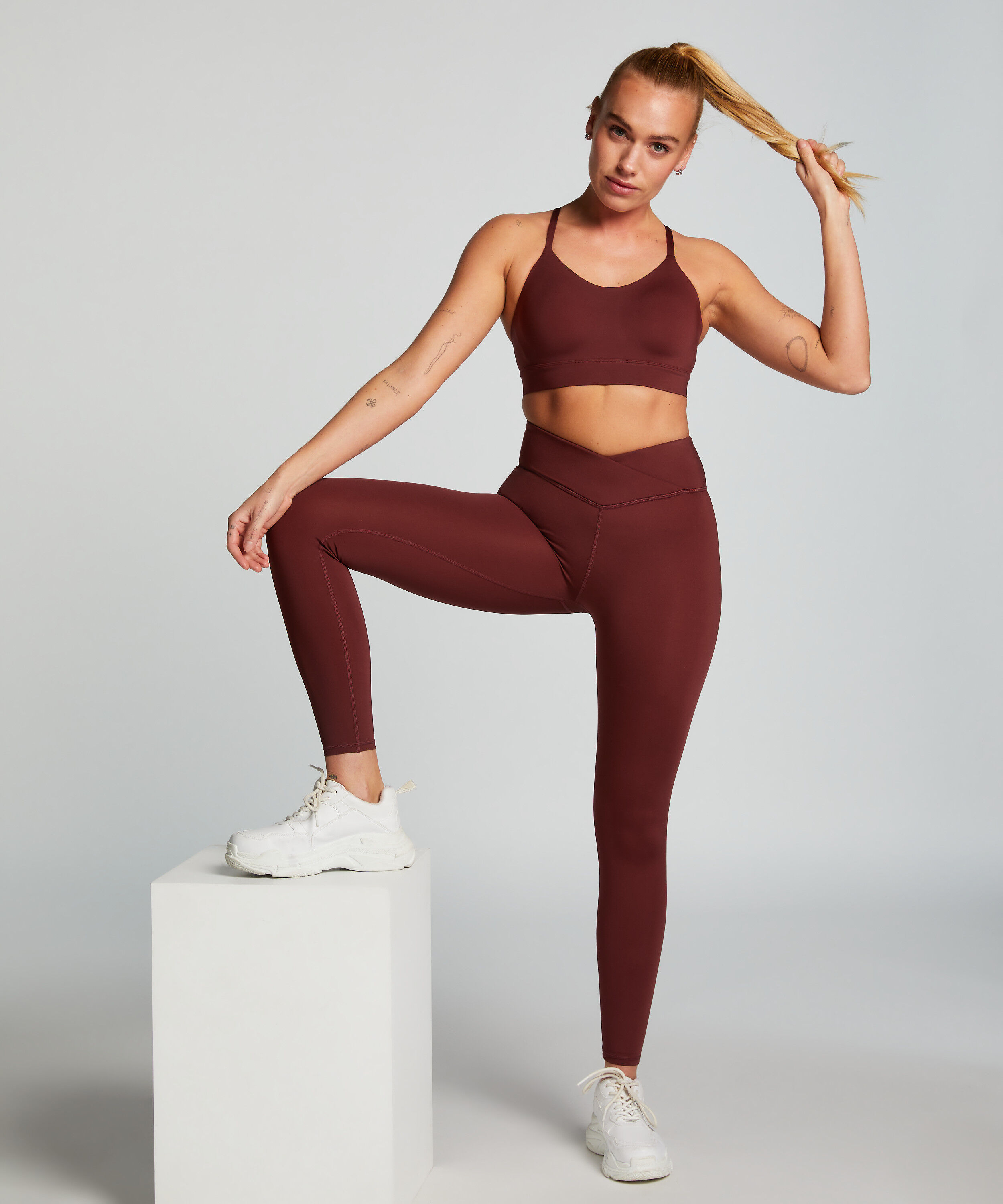 HKMX Legging crois&eacute; &agrave; taille haute, Rouge