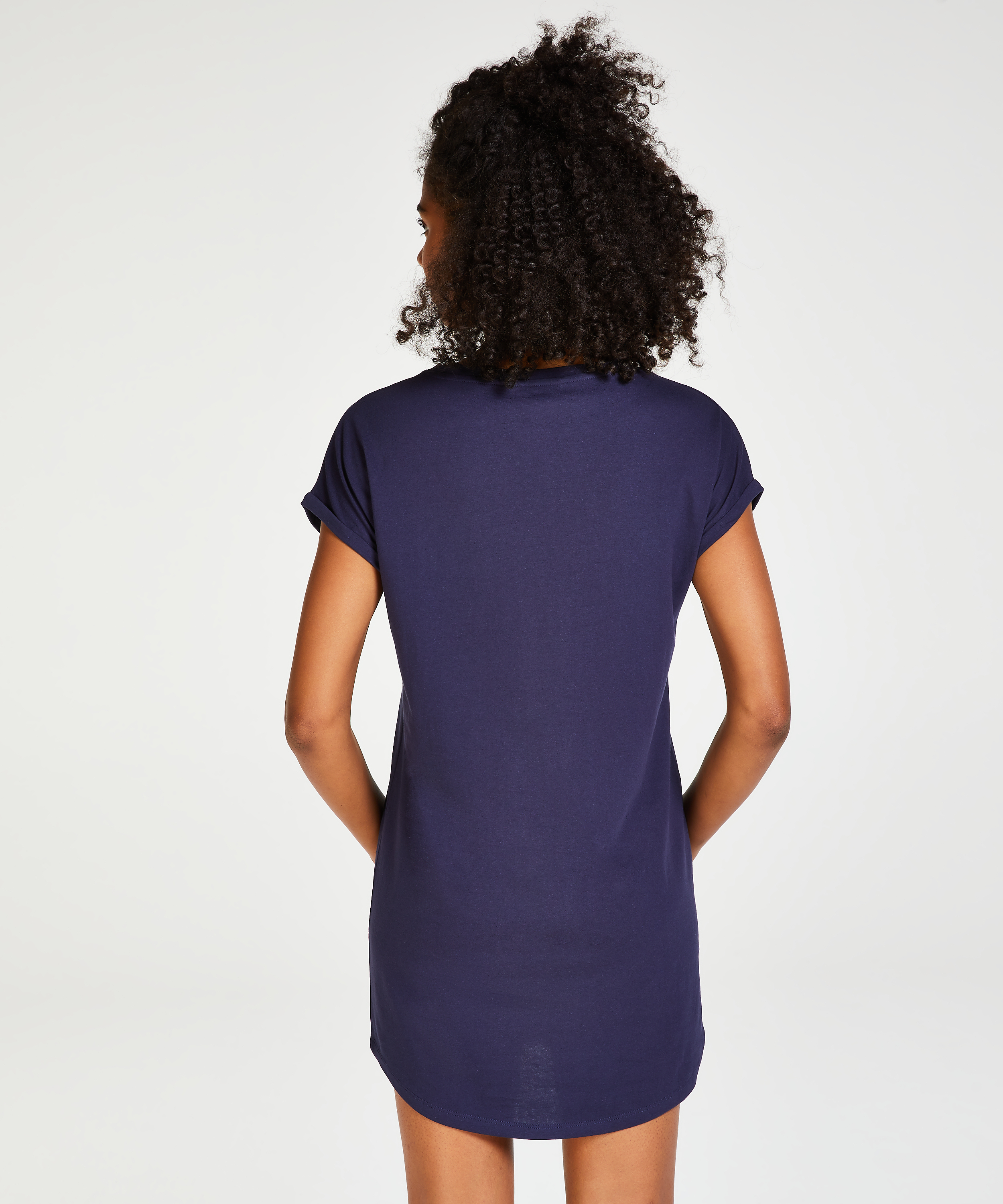 Nachthemd Ronde hals, Blauw, main