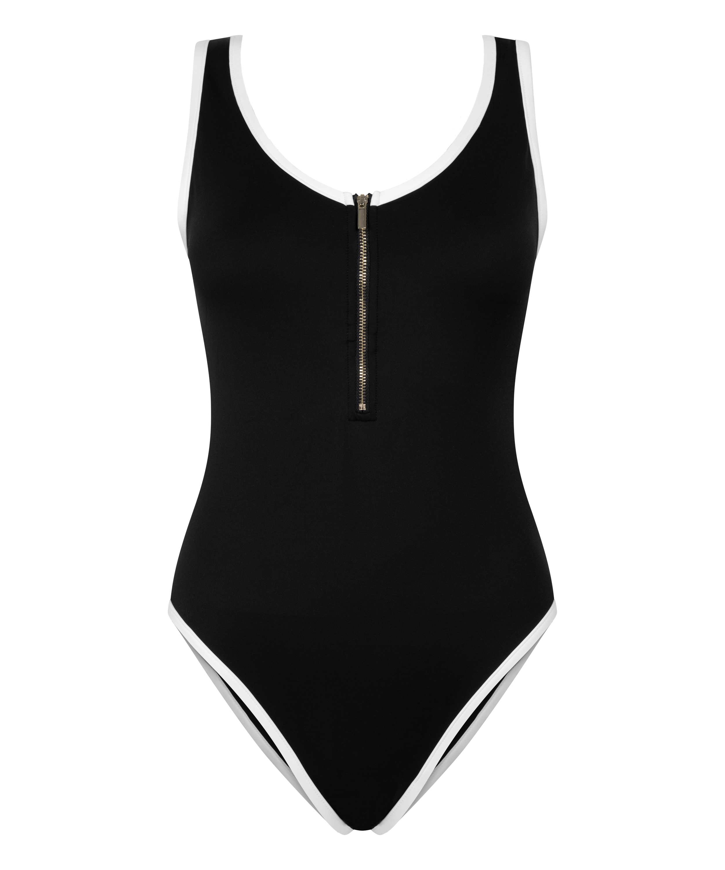 Maillot de bain zipp&eacute; en n&eacute;opr&egrave;ne Mono, Noir, main