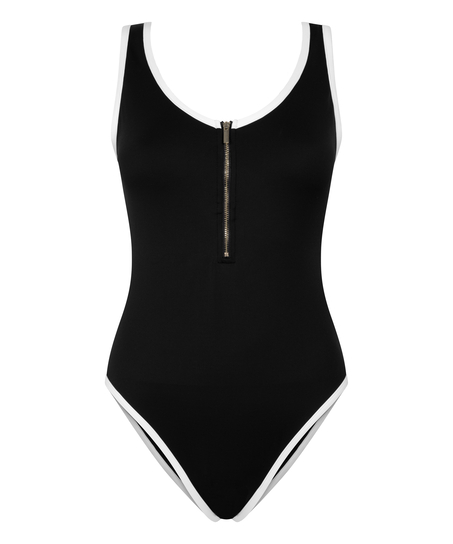 Maillot de bain zipp&eacute; en n&eacute;opr&egrave;ne Mono, Noir