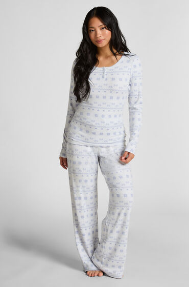 Hunkemöller Jersey Pyjamaset Fairisle Blauw