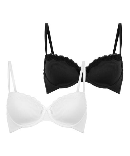 2-pack voorgevormde beugel bh Lola, Zwart