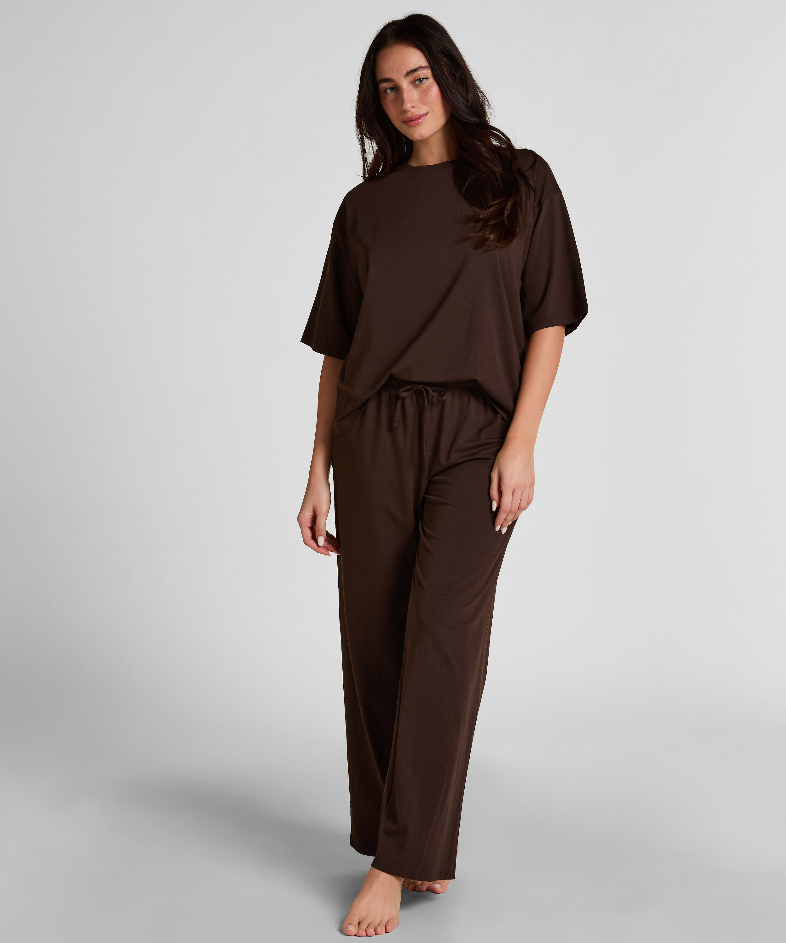 Pantalon de Pyjama Loose, Brun