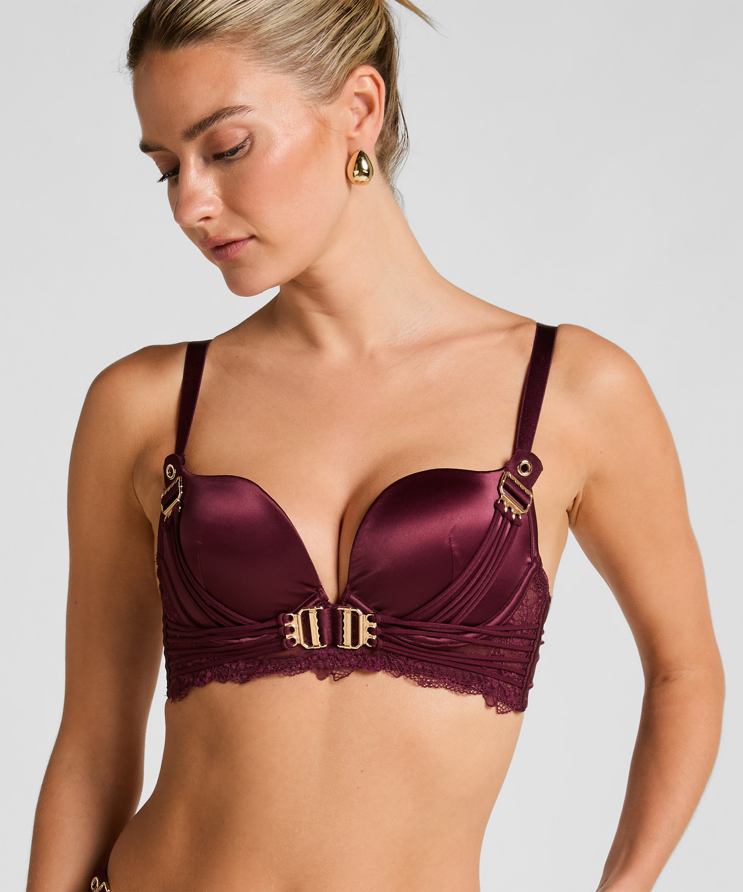 Voorgevormde push-up longline beugel bh Avela, Rood, main