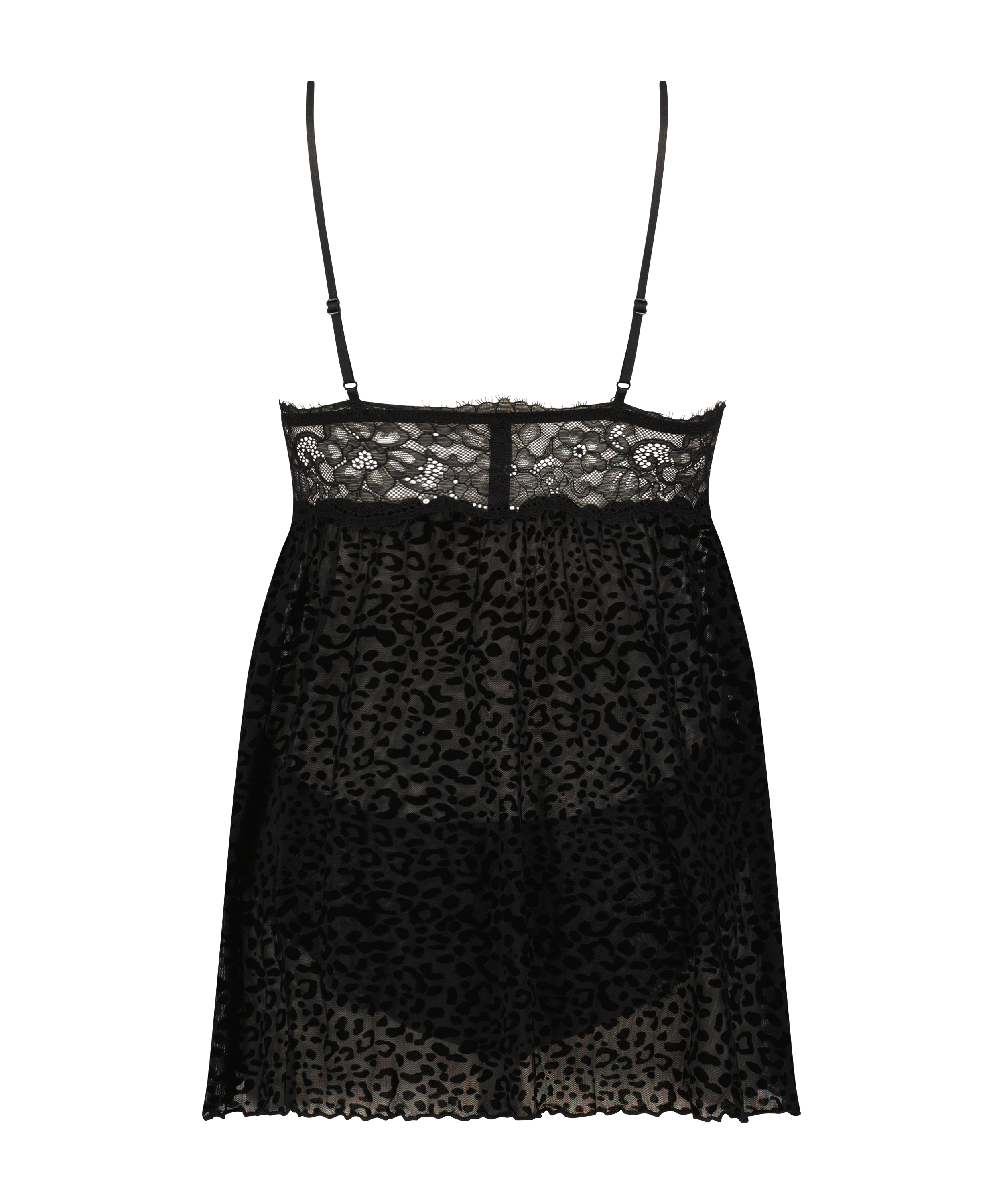 Baby-doll Animal flock Lace, Noir, main