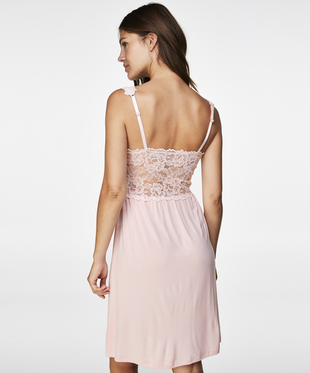 Slipdress Modal lace, Roze