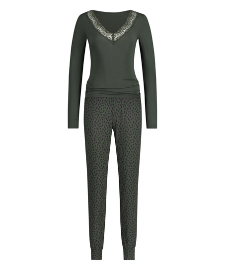 Pyjama set Leopard, Groen