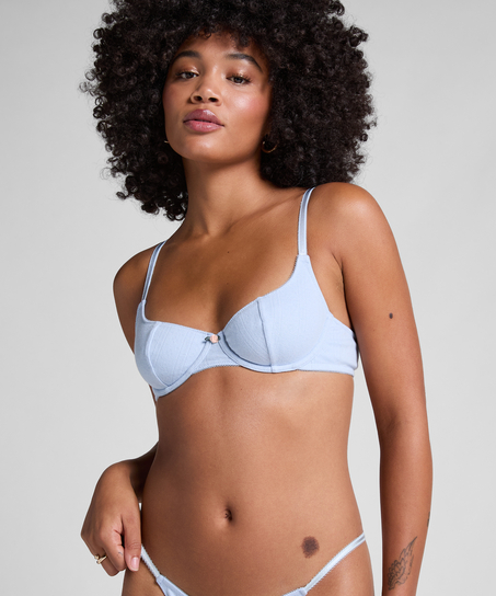 Soutien-gorge &agrave; armatures non-rembourr&eacute; Pointelle, Bleu