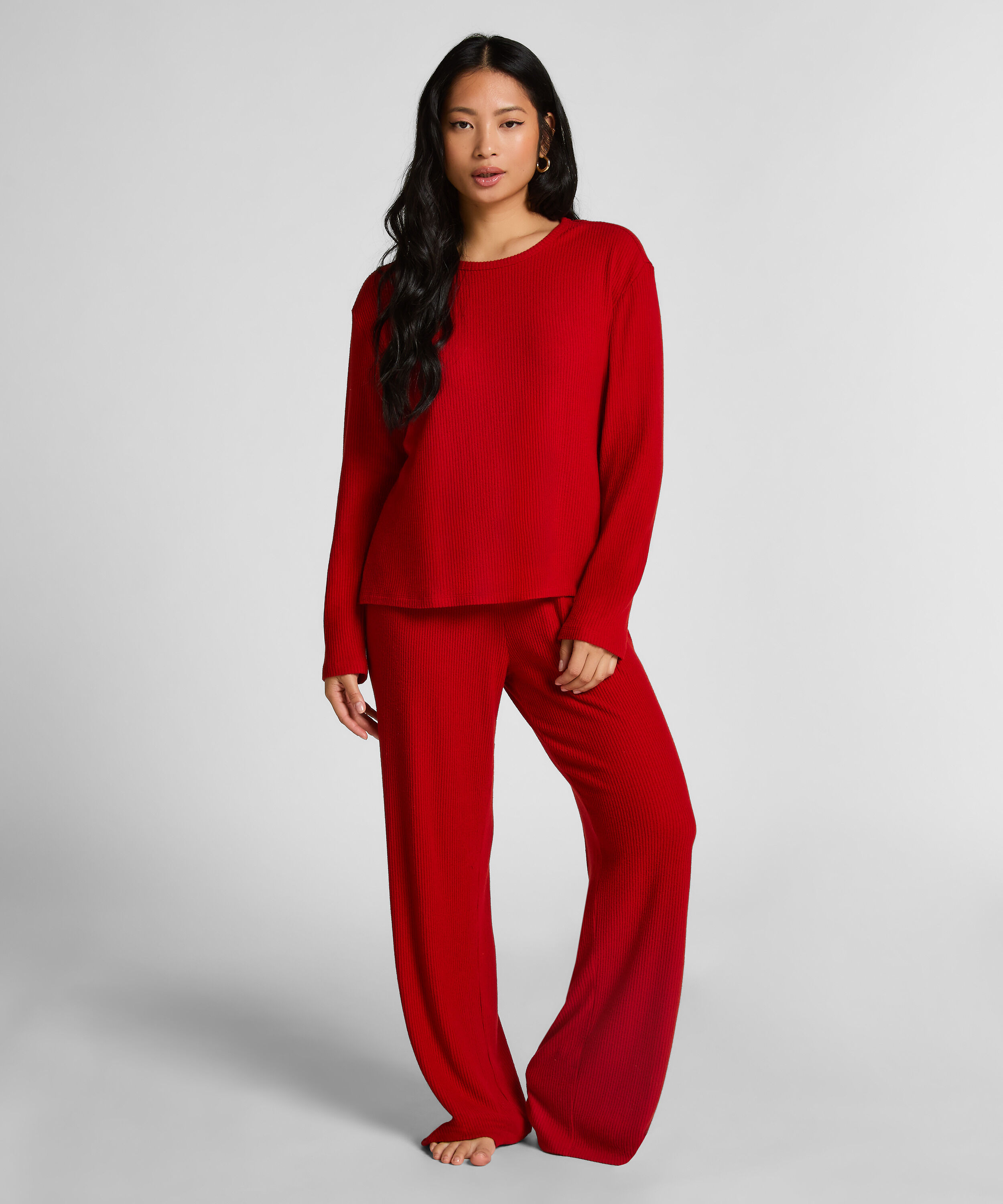 Pyjama top lange mouwen jersey, Rood