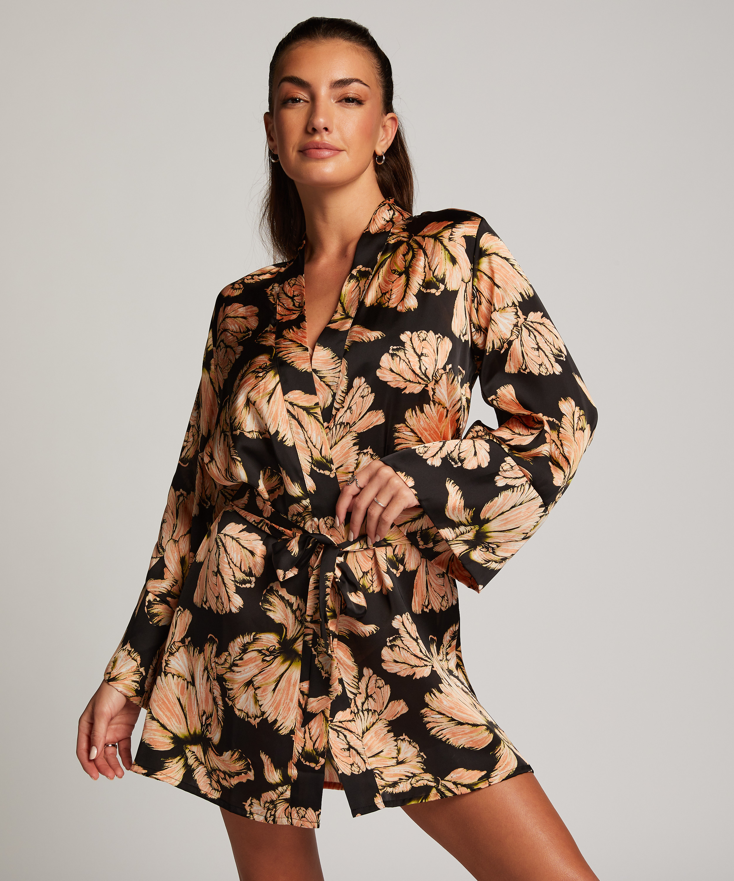 Kimono Satin, Zwart, main
