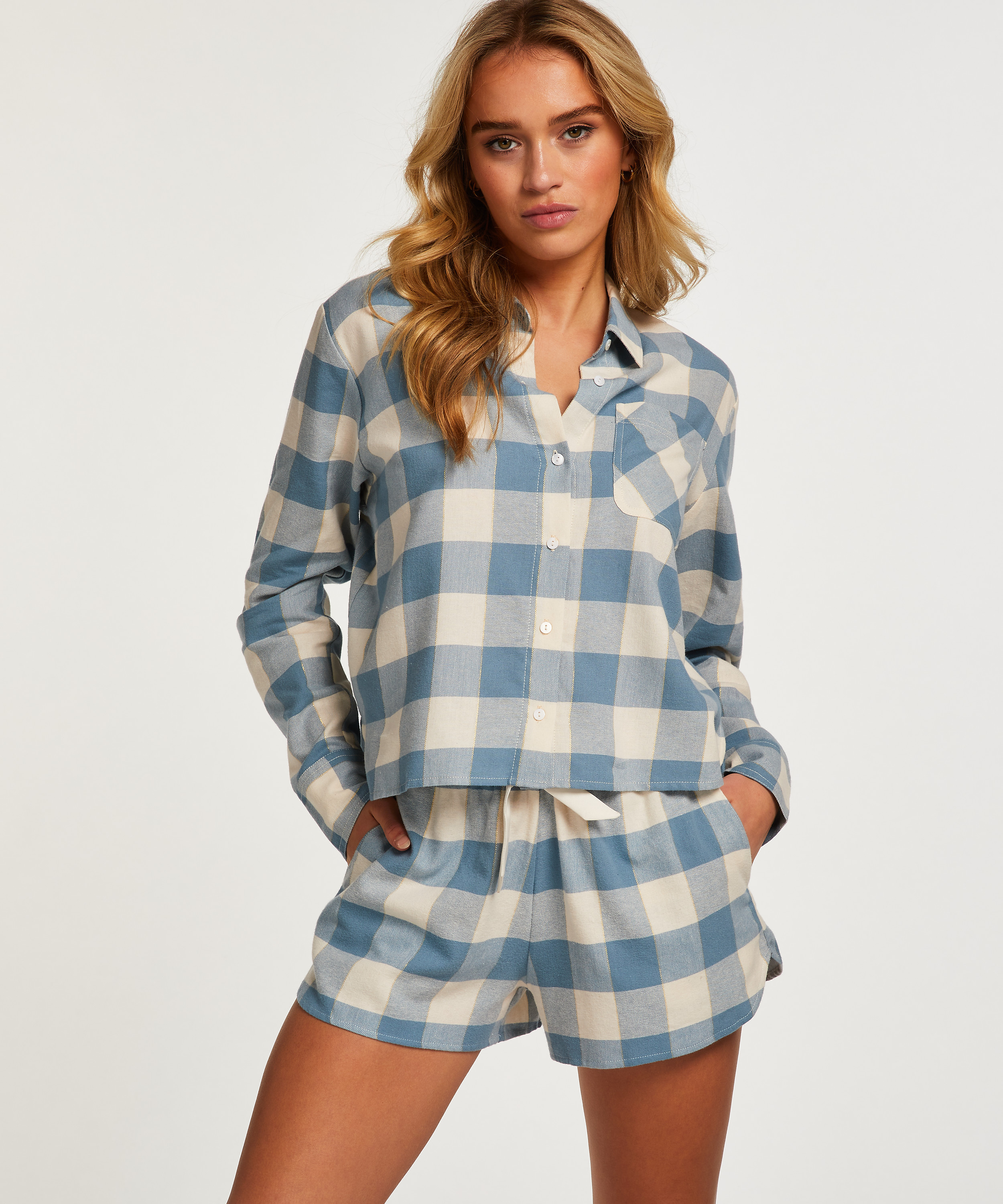Haut de Pyjama Flanel, Bleu, main