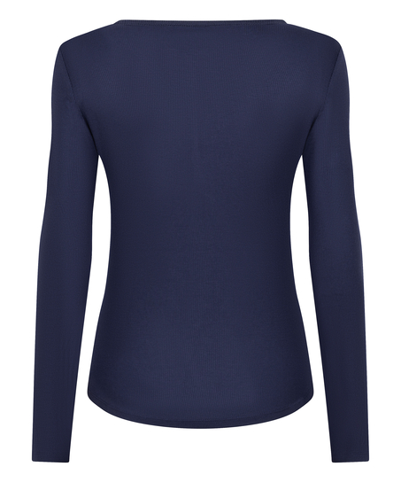 Pyjamatop met lange mouwen Henley, Blauw