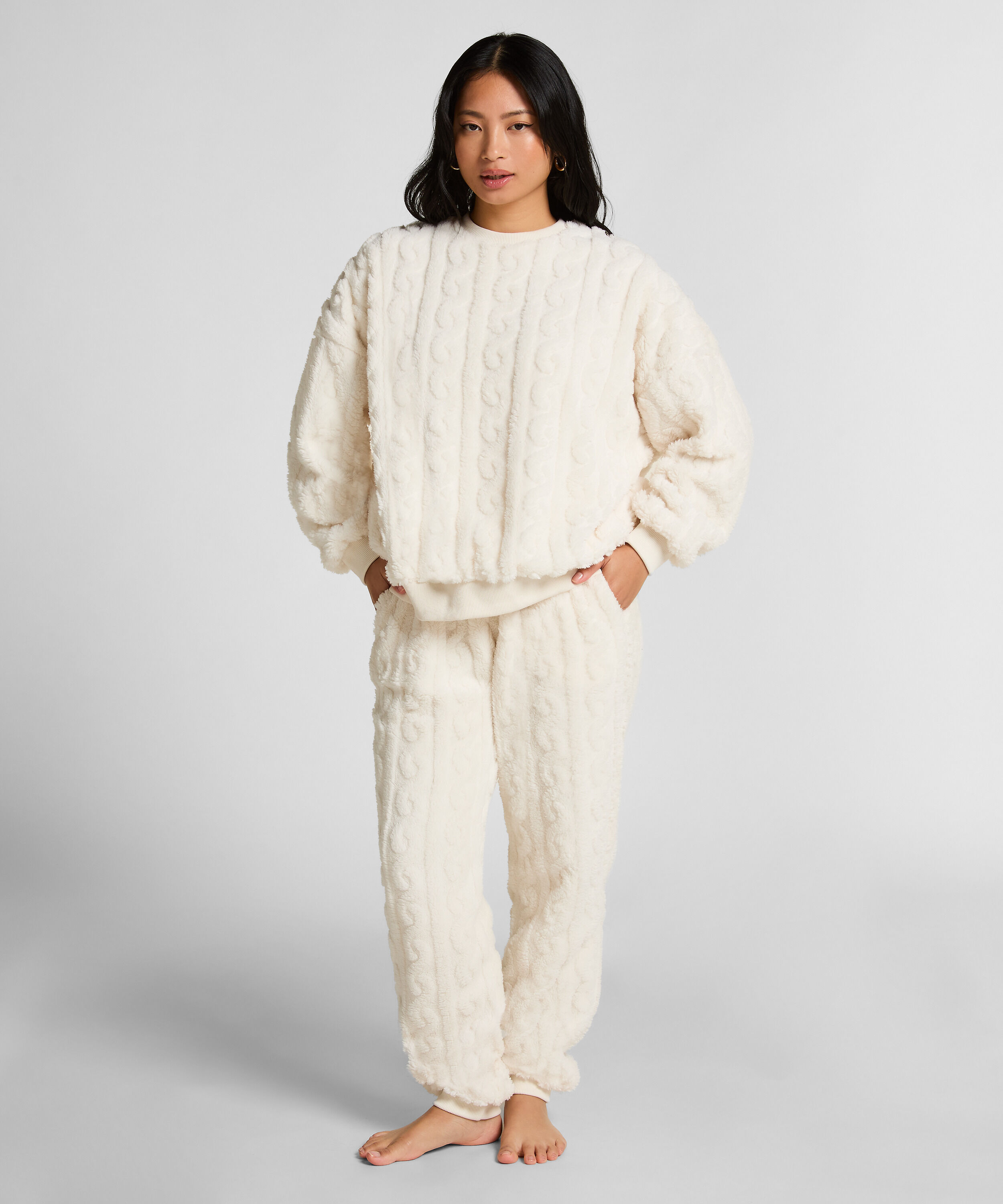 Fleece top met kabelontwerp