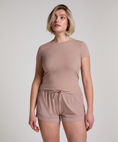 Pyjamatop Rib Essential, Beige