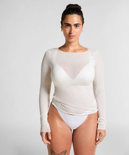 super soft Boothals shirt met Cashmere, Grijs