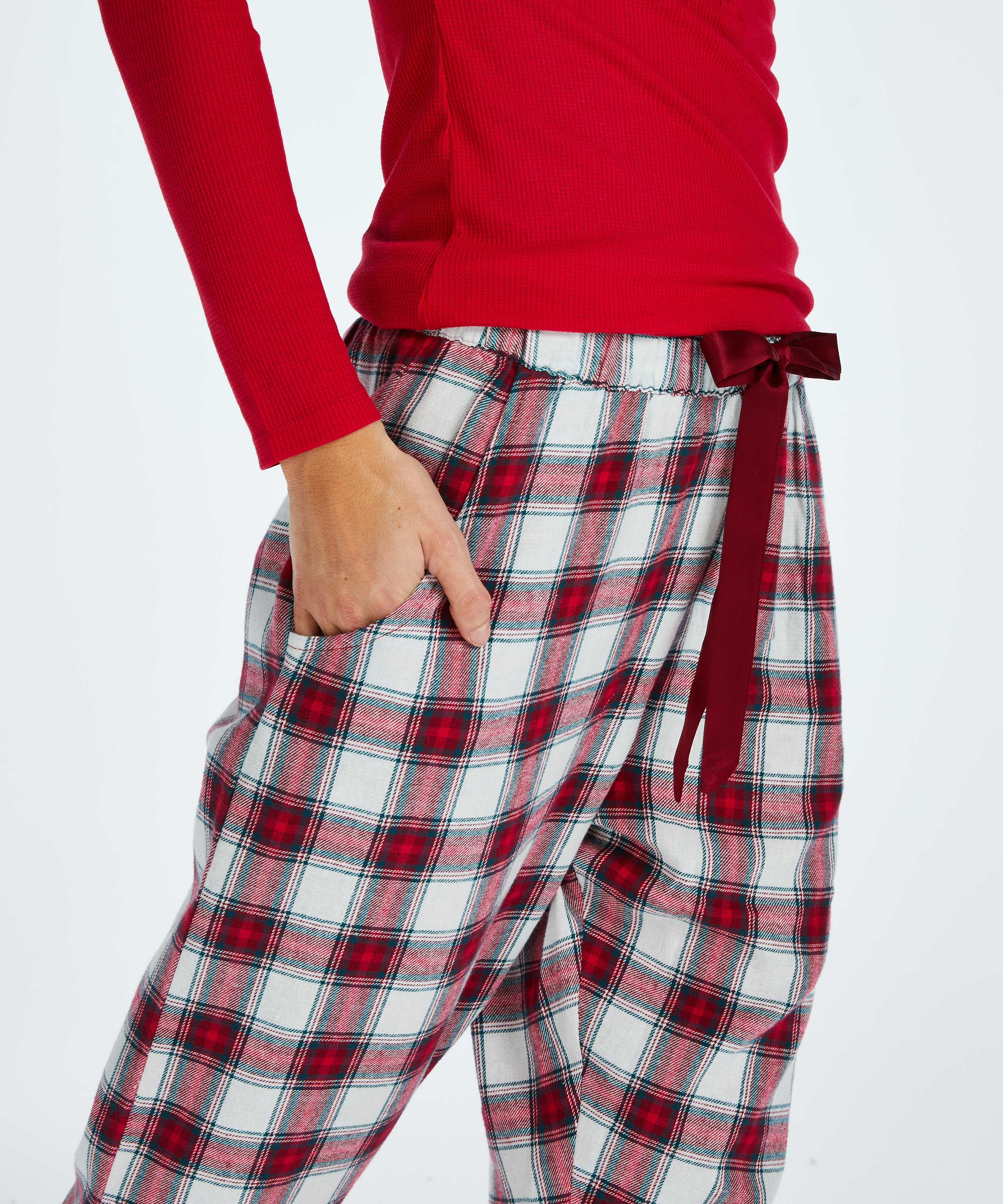 Petite Pyjamabroek Twill Check, Rood, main