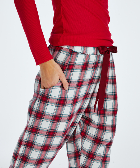 Petite Pyjamabroek Twill Check, Rood