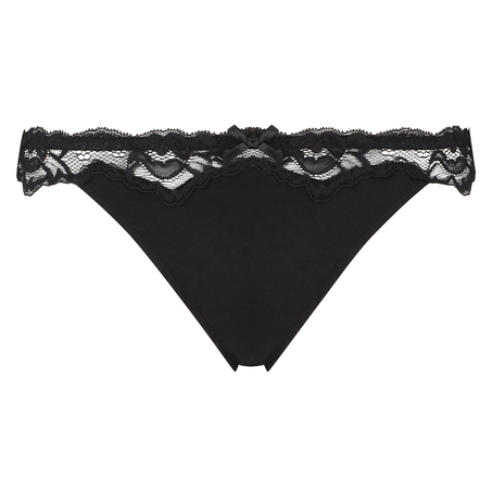 String Secret Dentelle Coton, Noir