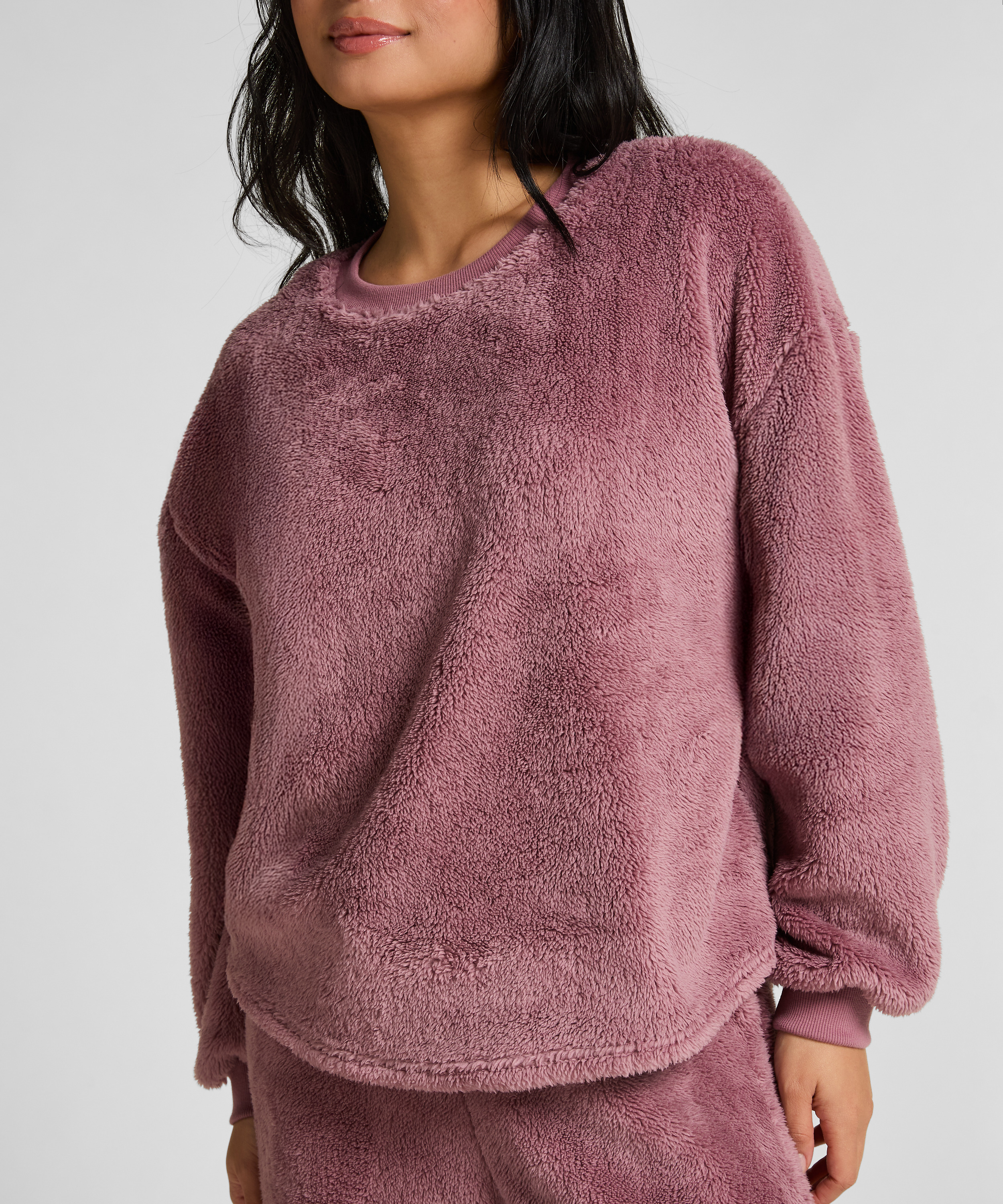 Top met lange mouwen Fluffy Fleece, Roze, main