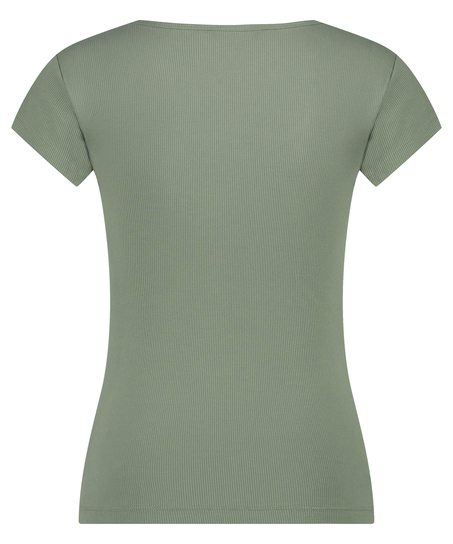 Haut de pyjama manches courtes Henley, Vert