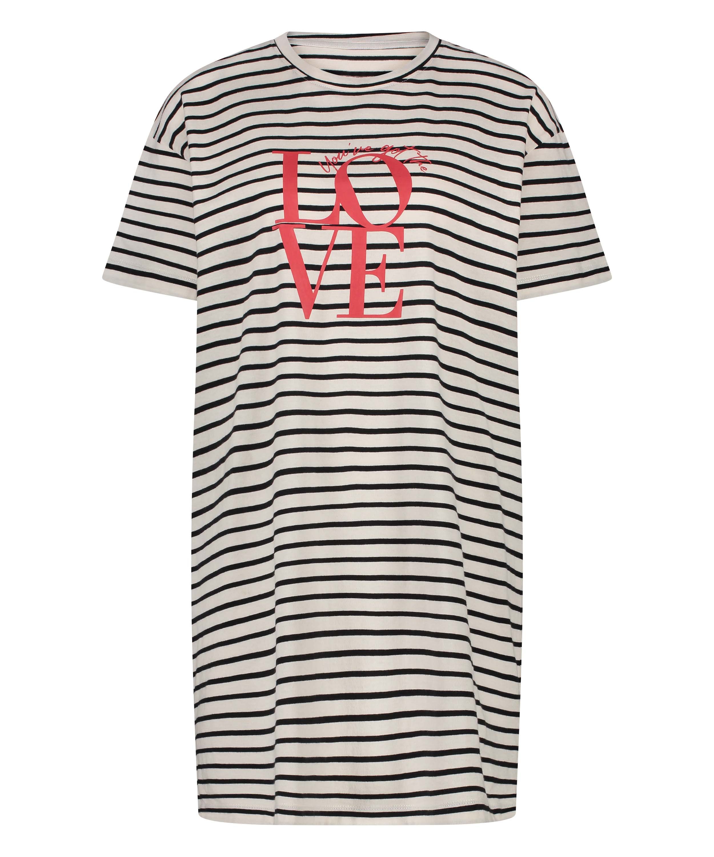 Nachthemd ronde hals, Zwart, main