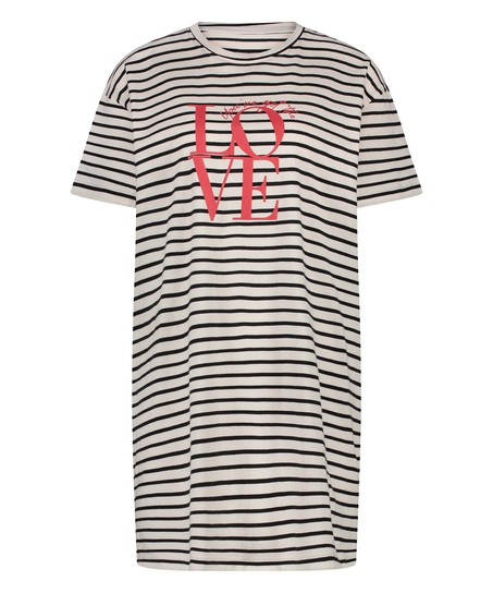 Nachthemd ronde hals, Zwart