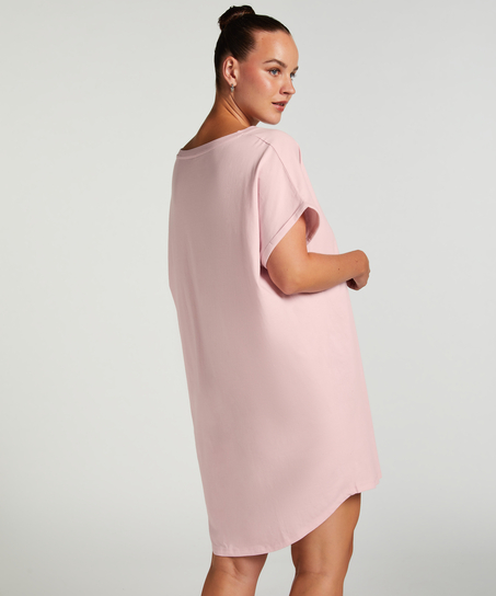 Chemise de nuit col rond, Rose