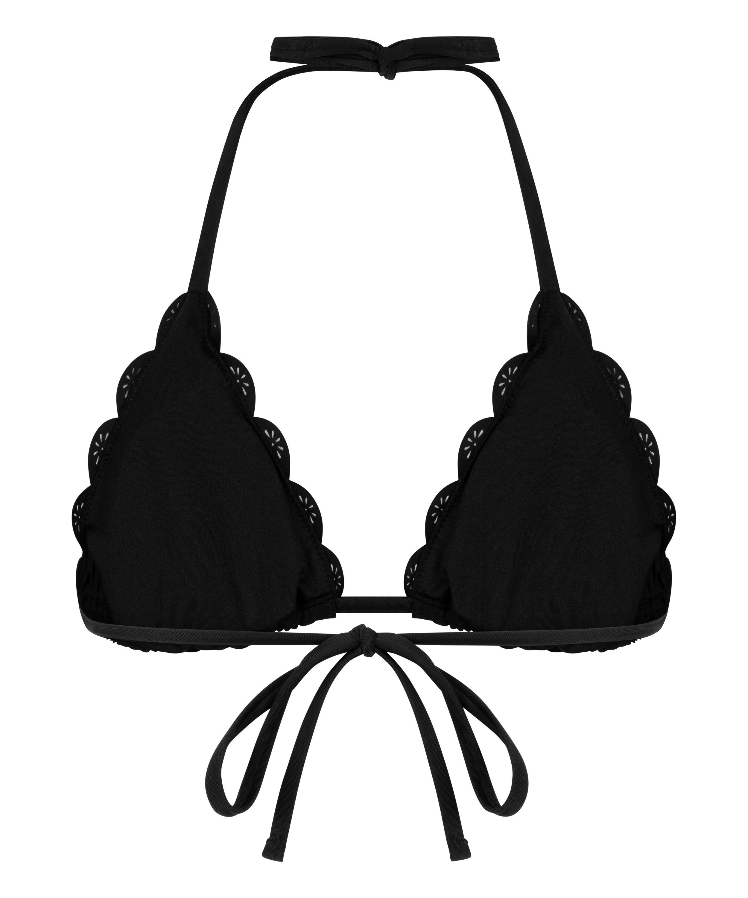 Haut de bikini triangle &agrave; fleurs Scallop, Noir, main