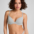 Soutien-gorge &agrave; armatures rembourr&eacute; push-up en coton, Gris