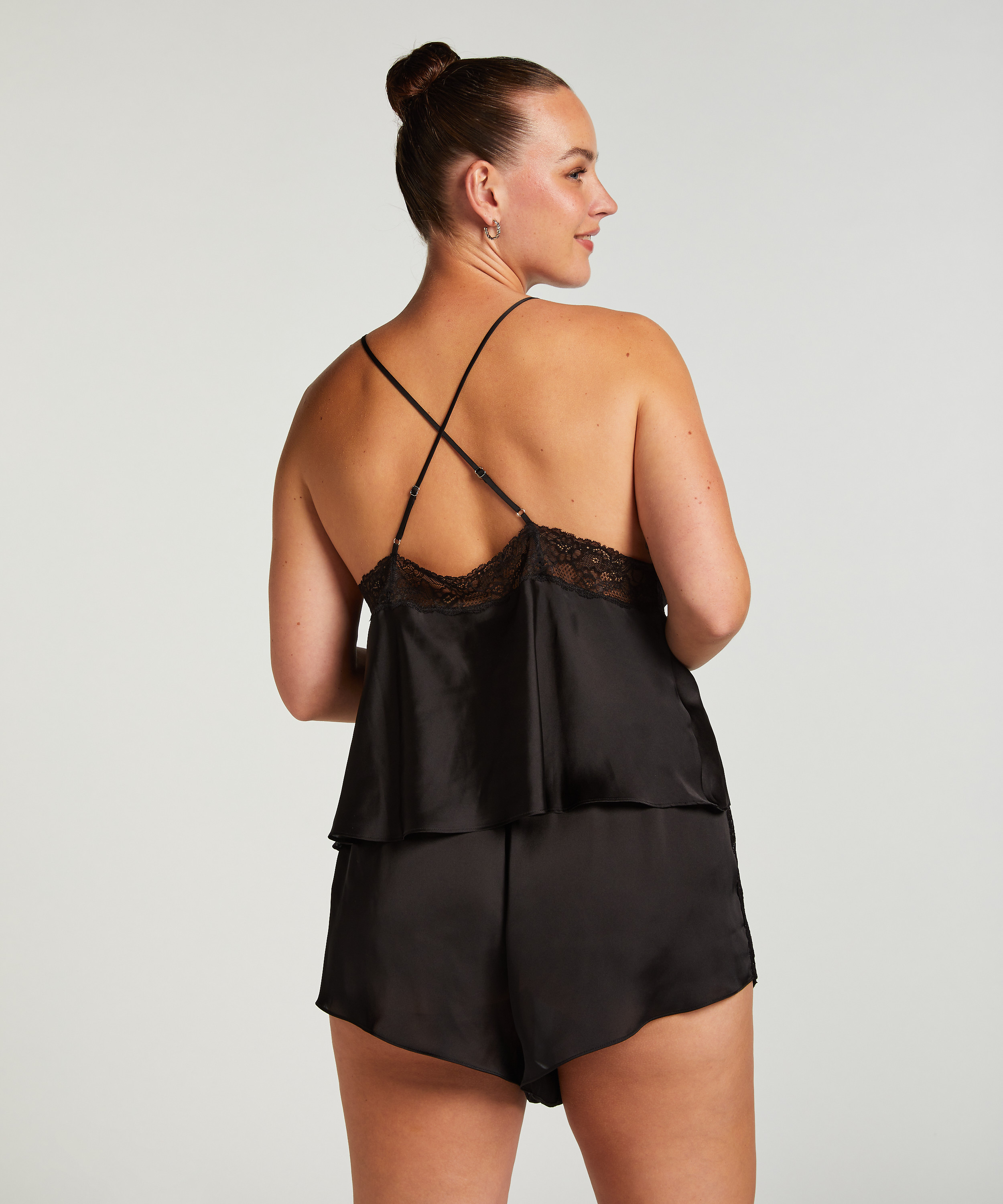 Pyjama short Satin Marcela, Zwart, main