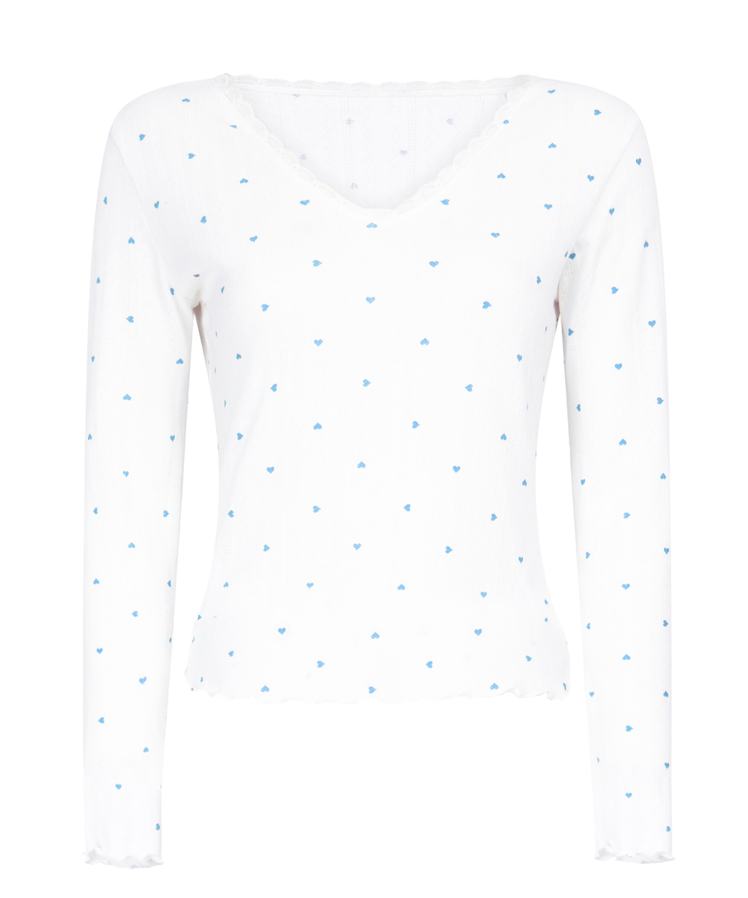 Pyjamatop Pointelle, Blauw