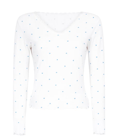 Pyjamatop Pointelle, Blauw