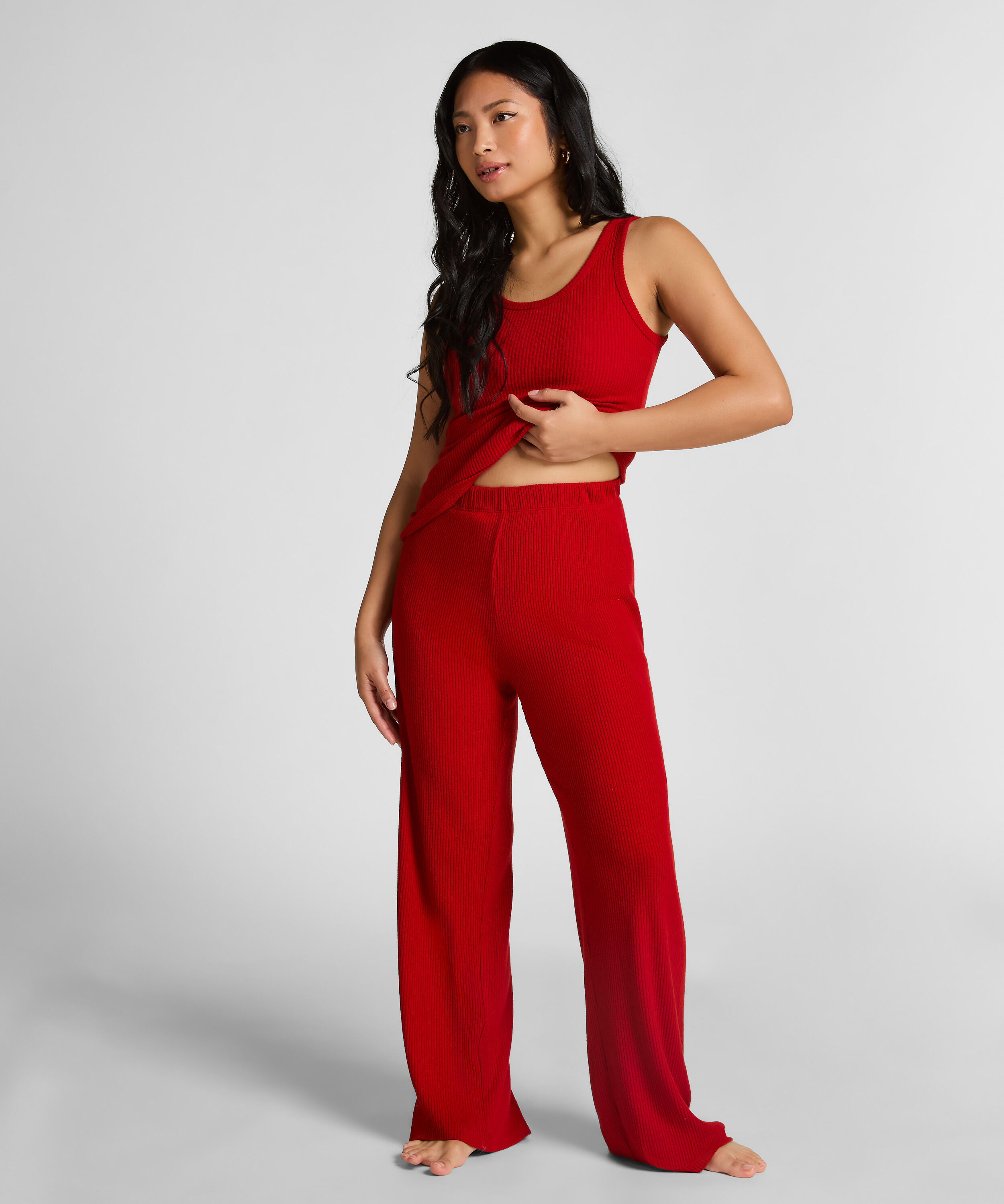Pantalon Brushed Jersey, Rouge Pantalon Brushed Jersey, Rouge