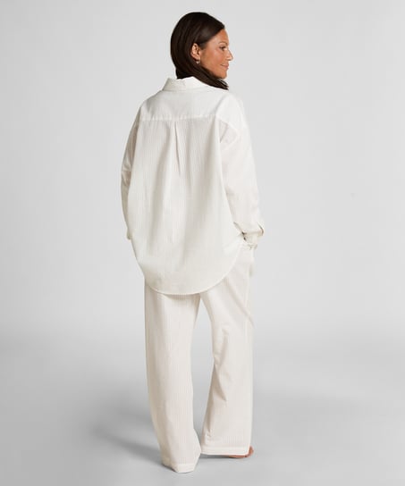 Pyjamabroek Katoen Seersucker, Wit