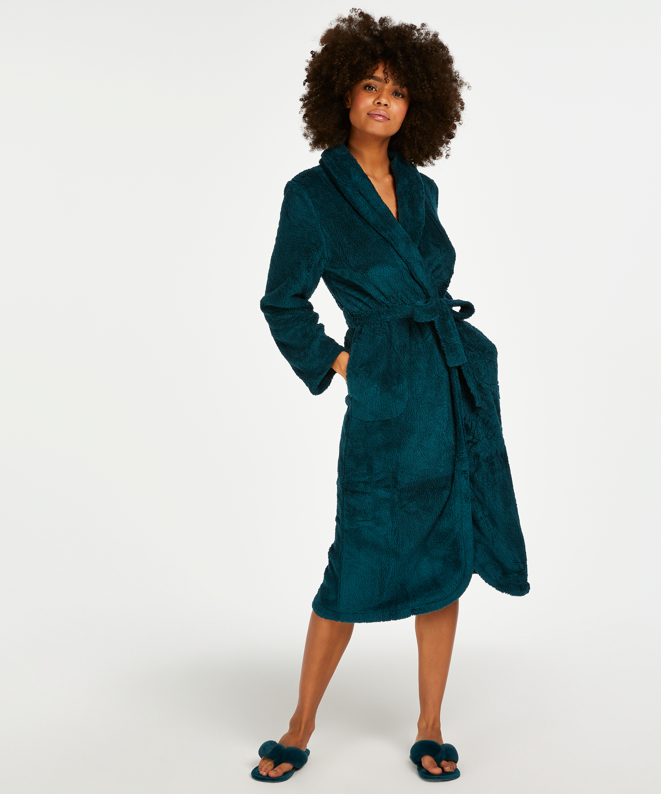 Badjas Fleece, Blauw, main