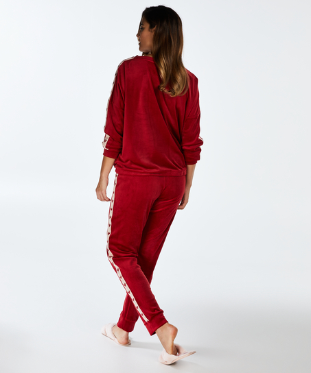 Haut en velours avec des coeurs, Rouge