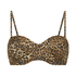 Haut de bikini push-up rembourré sans bretelles Leopard, Brun