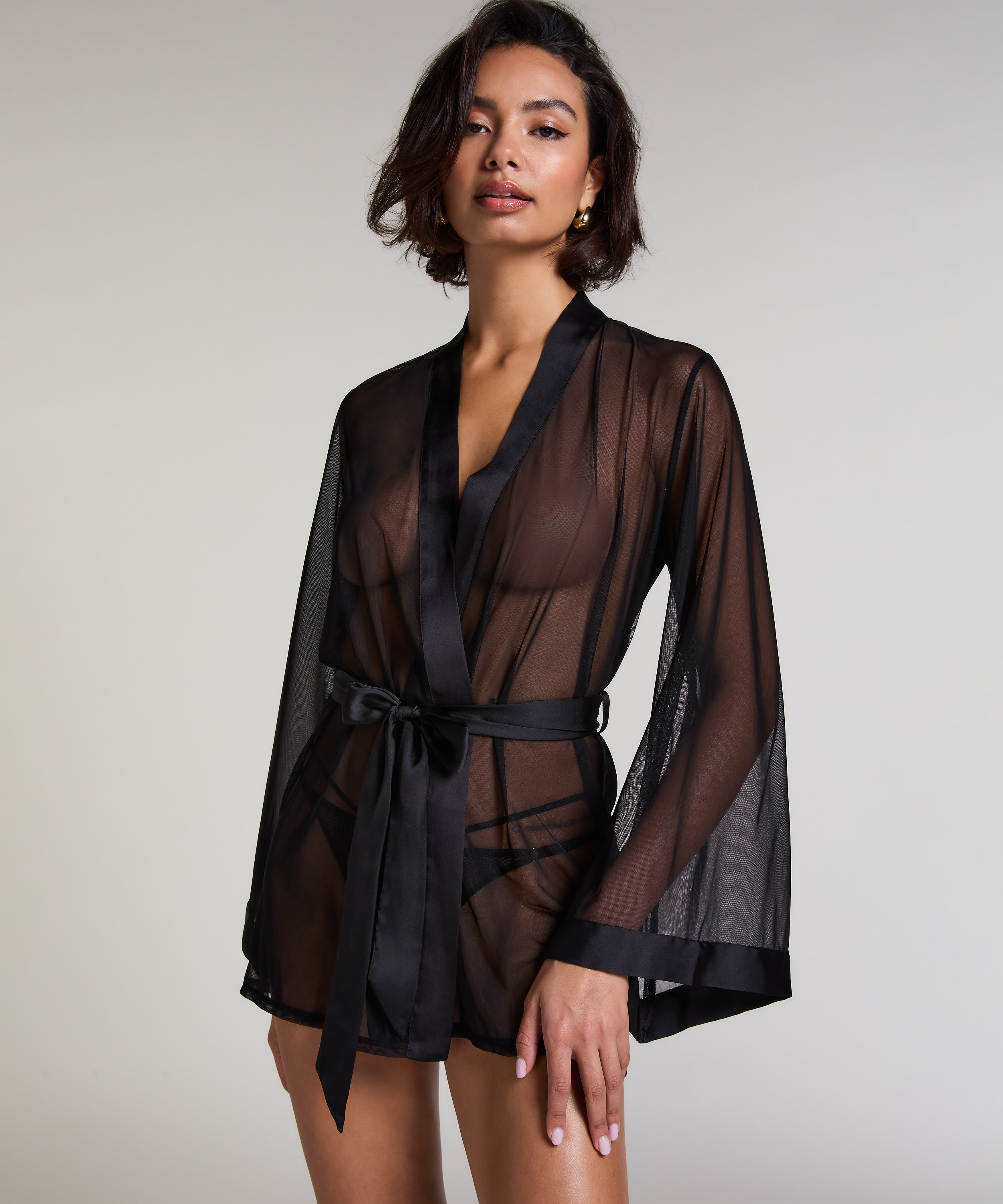 Kimono Maxime Tulle, Zwart, main