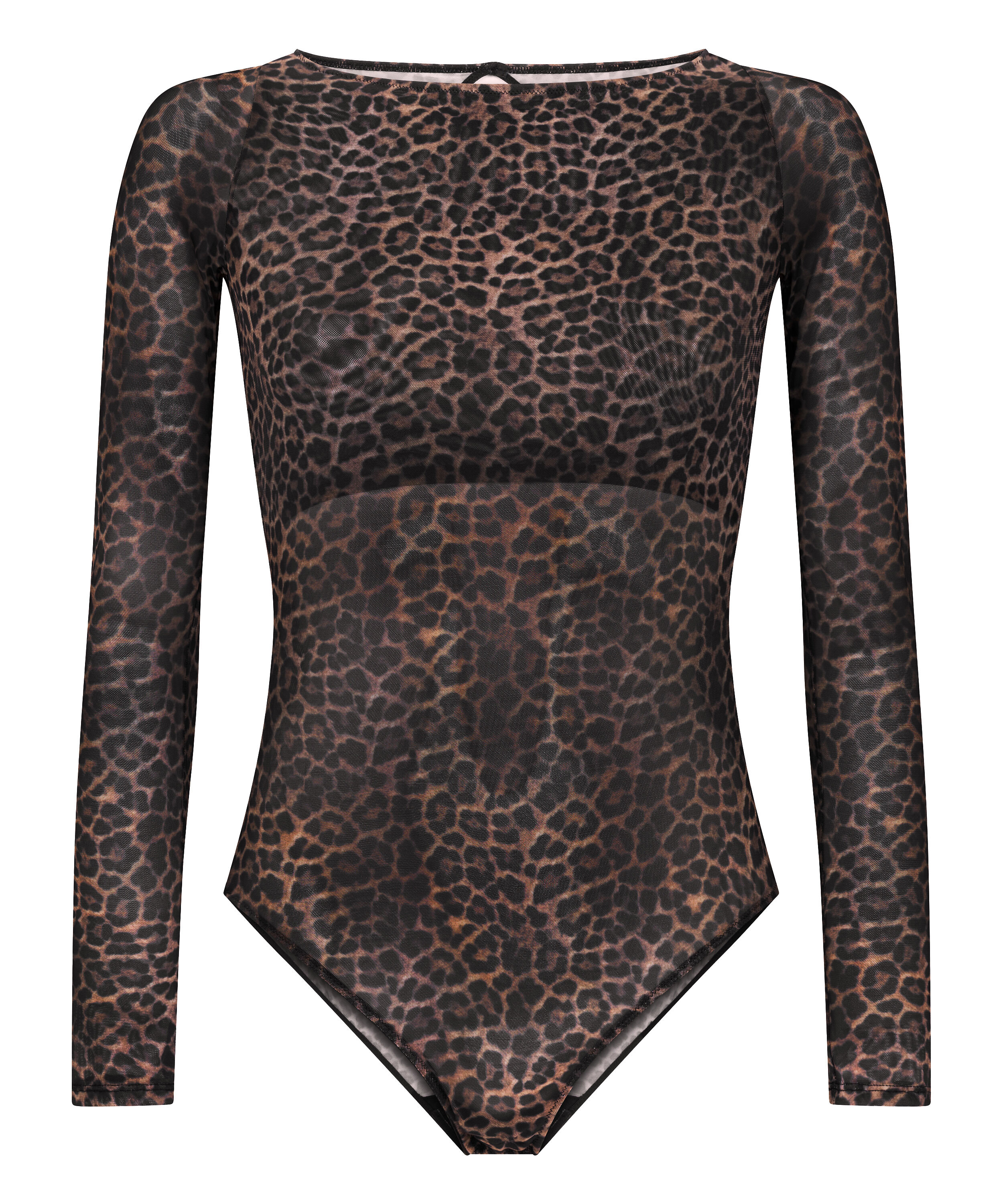 body met lange mouwen Tara Leopard, Zwart