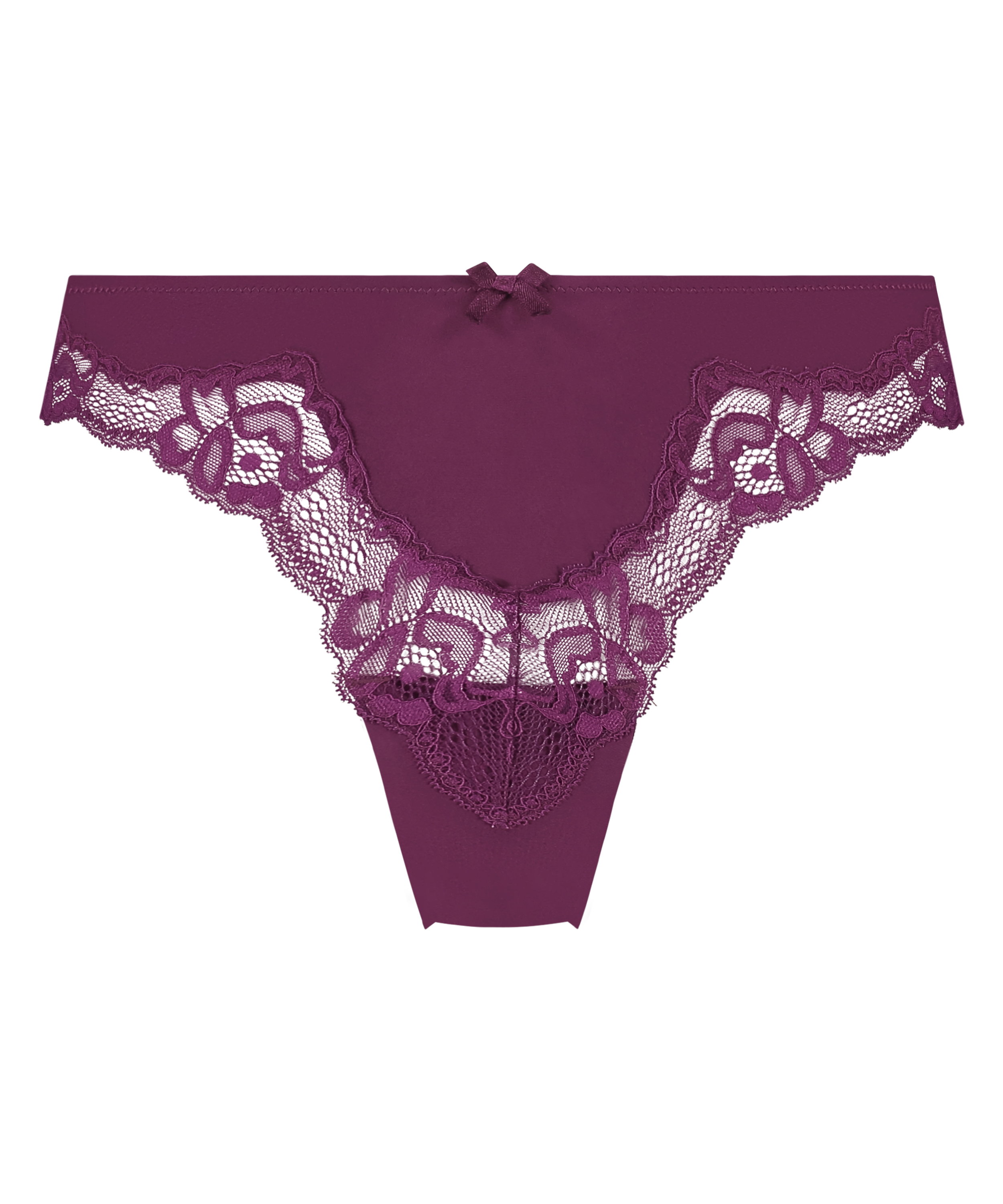 Slip brésilien Lace & Shine, Pourpre, main