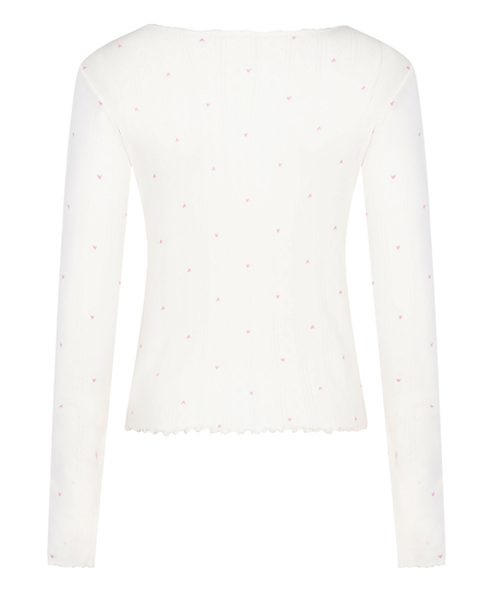 Pointelle Pyjama Top, Wit