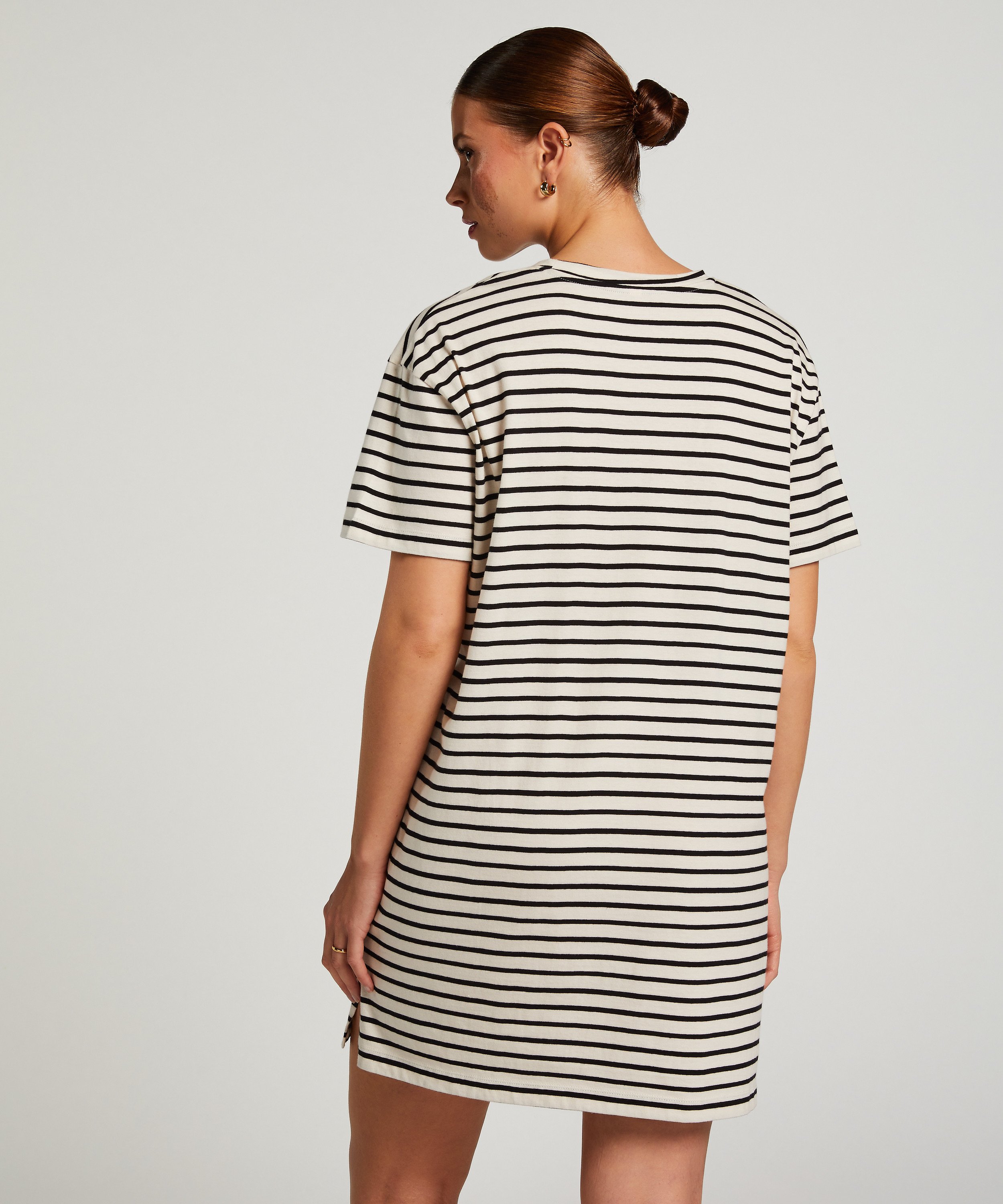 Nachthemd ronde hals, Zwart, main