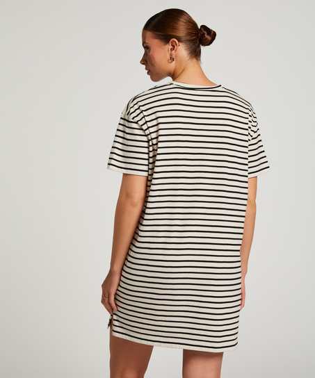 Nachthemd ronde hals, Zwart