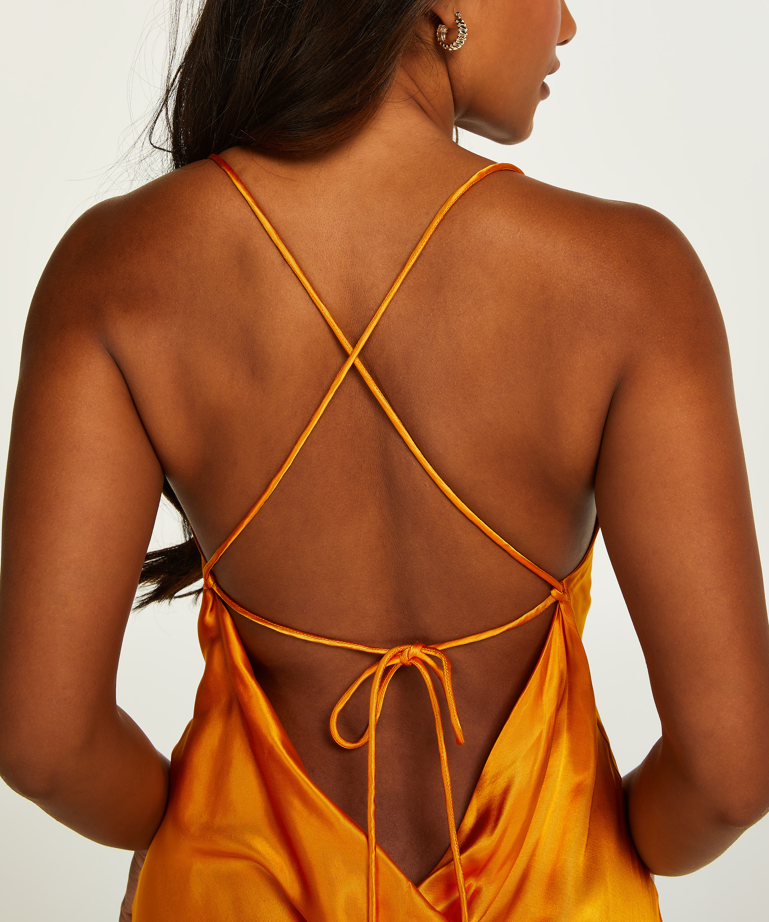 Jurk midi Satijn, Oranje, main