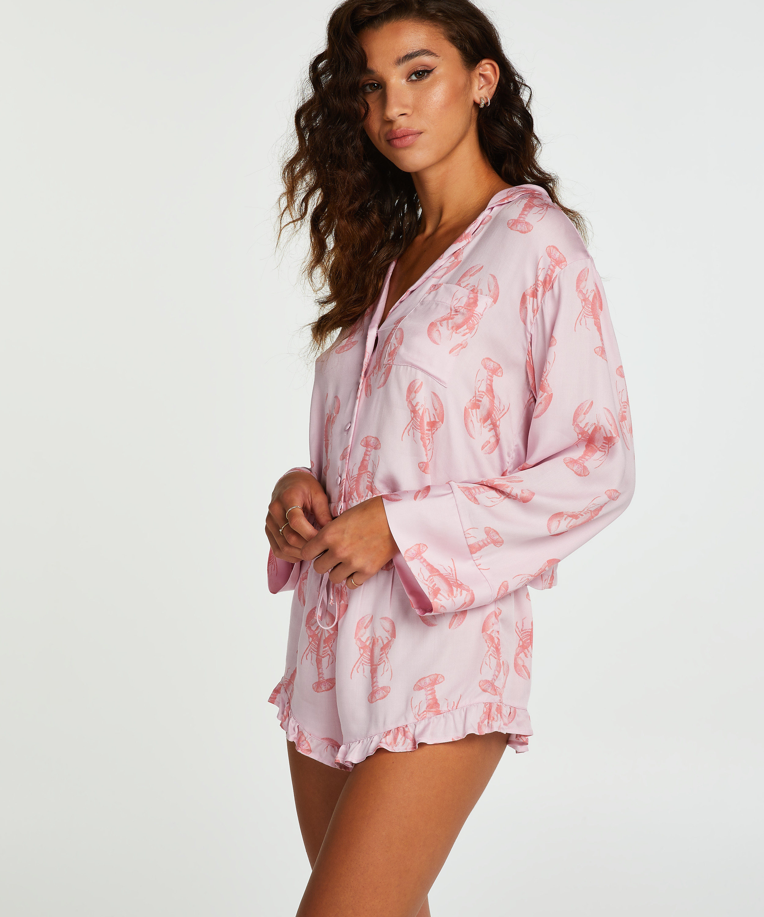 Short de pijama, Rose, main