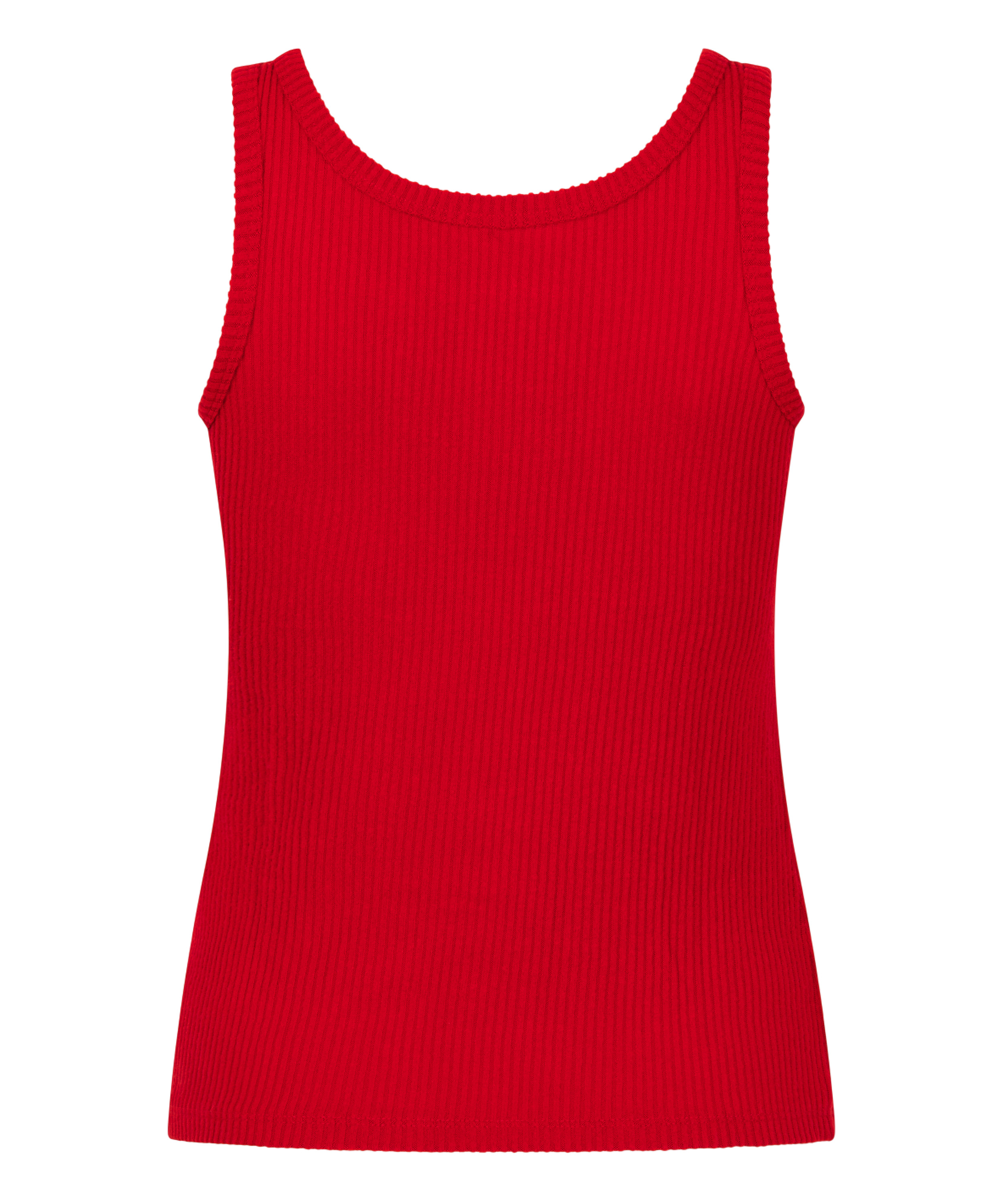 Geribde singlet van geborstelde jersey, Rood, main