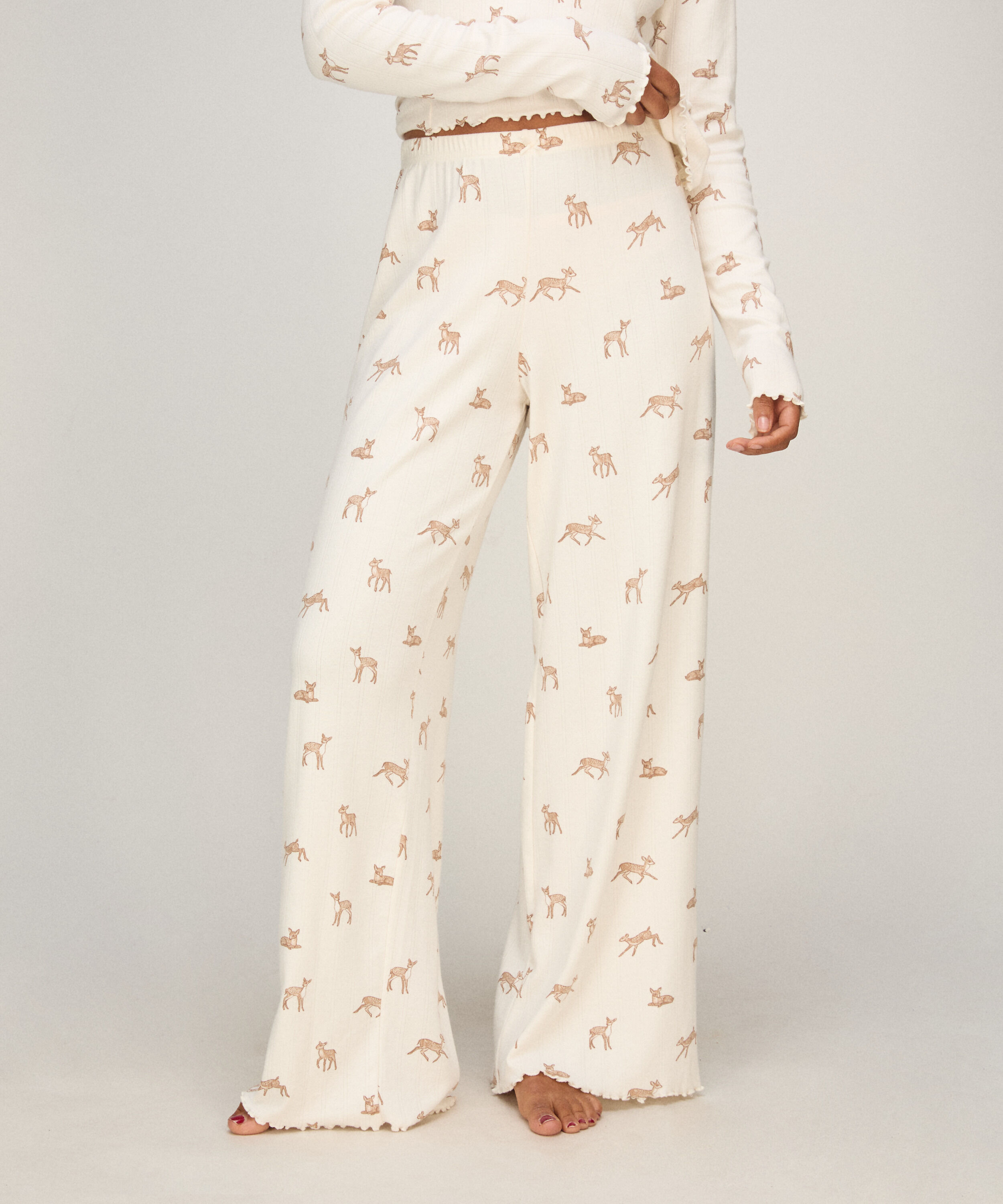 Broek Loose Pointelle, Wit